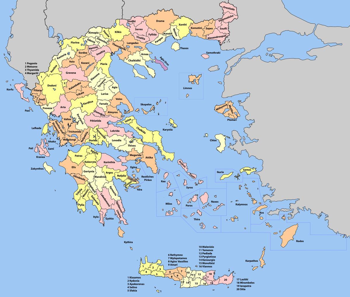 Carte de l'État grec