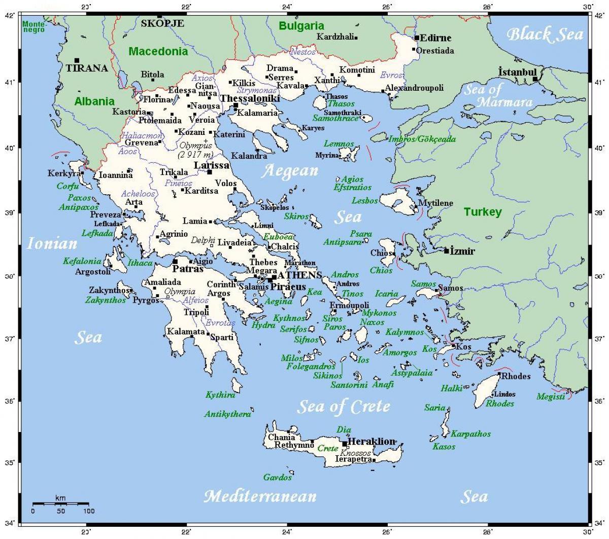 Rivières en Grèce (carte)