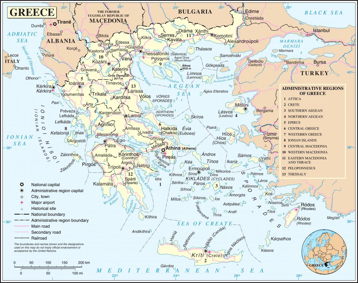 Grande carte de la Grèce