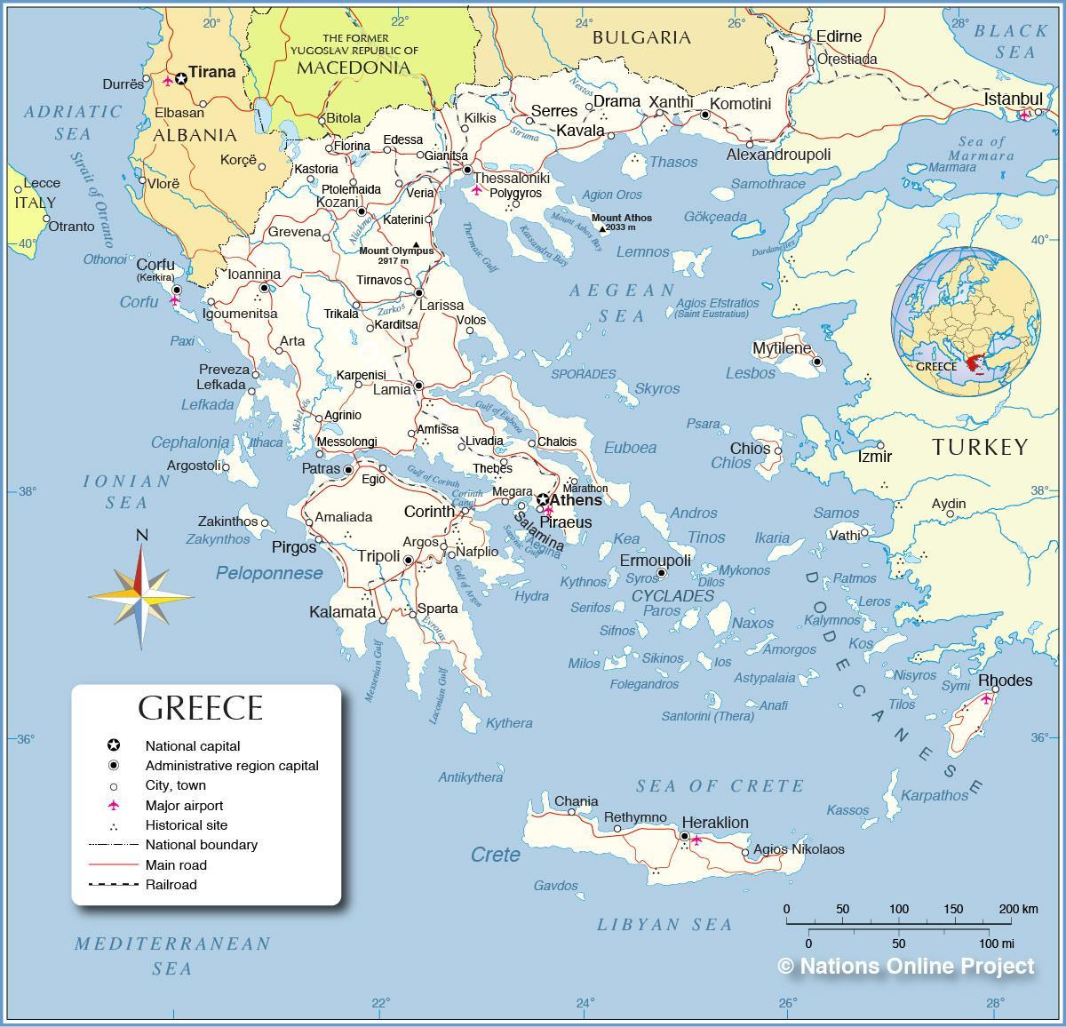 Carte administrative de la Grèce