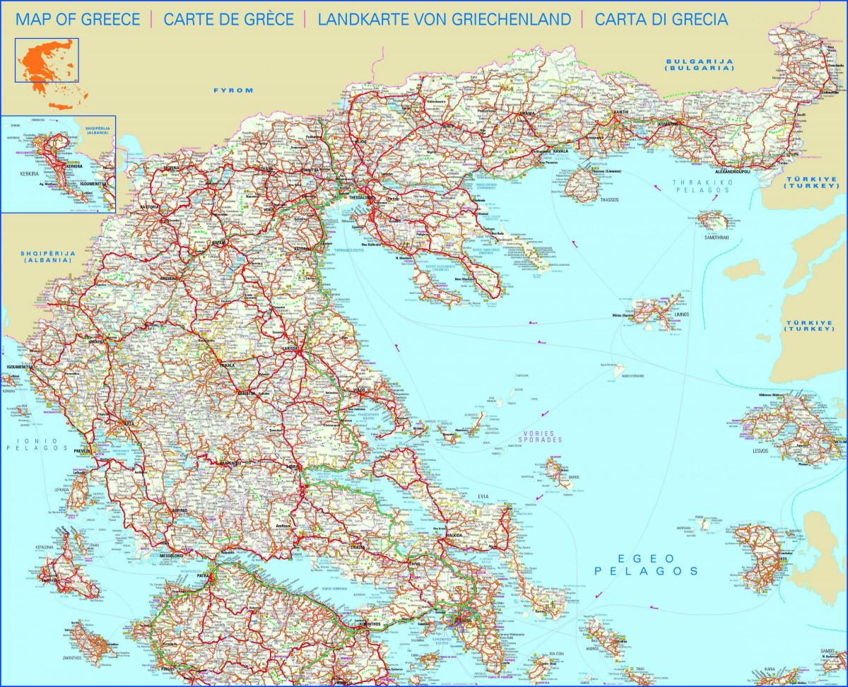 Carte routière de la Grèce