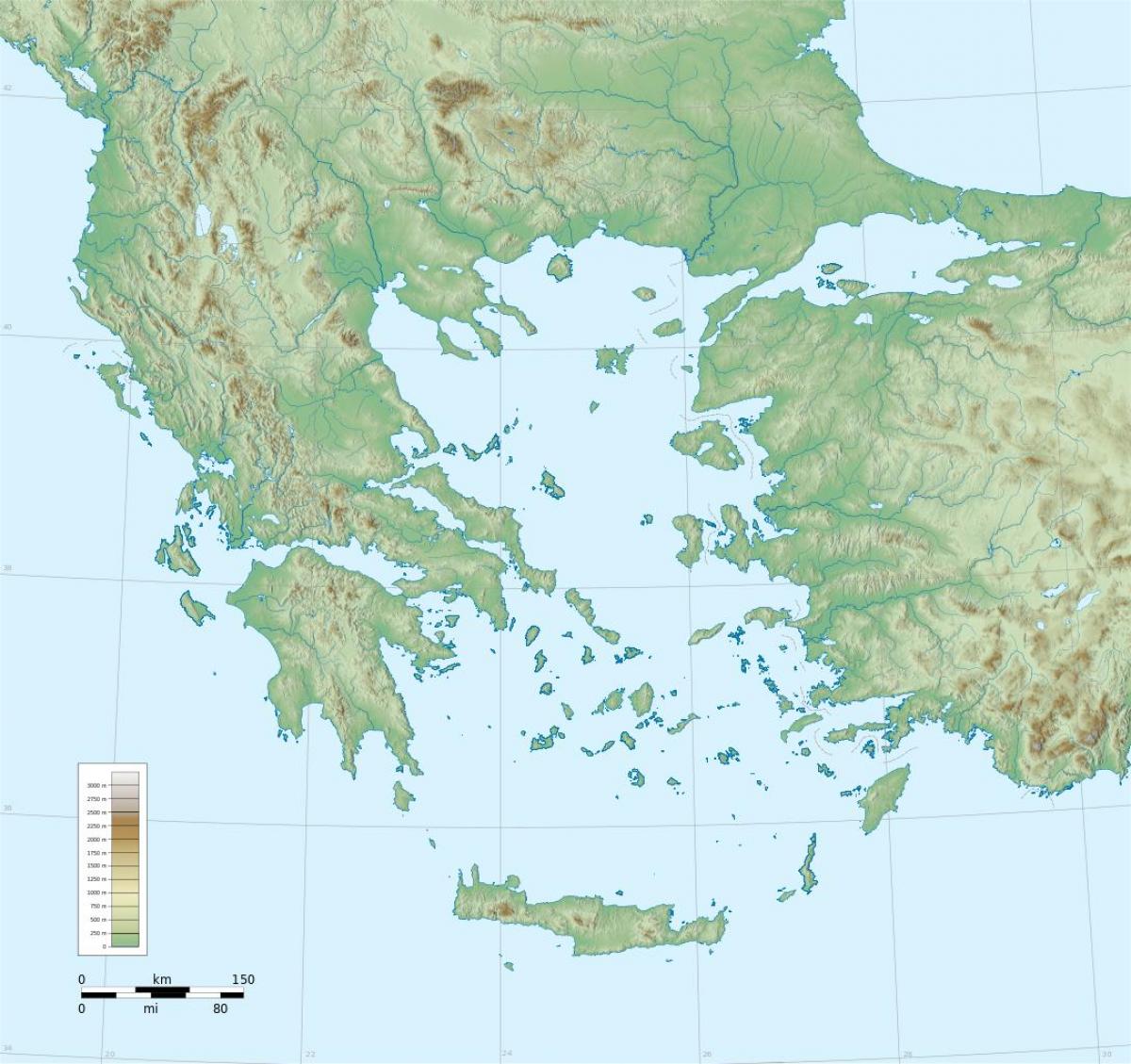 Carte topographique de la Grèce