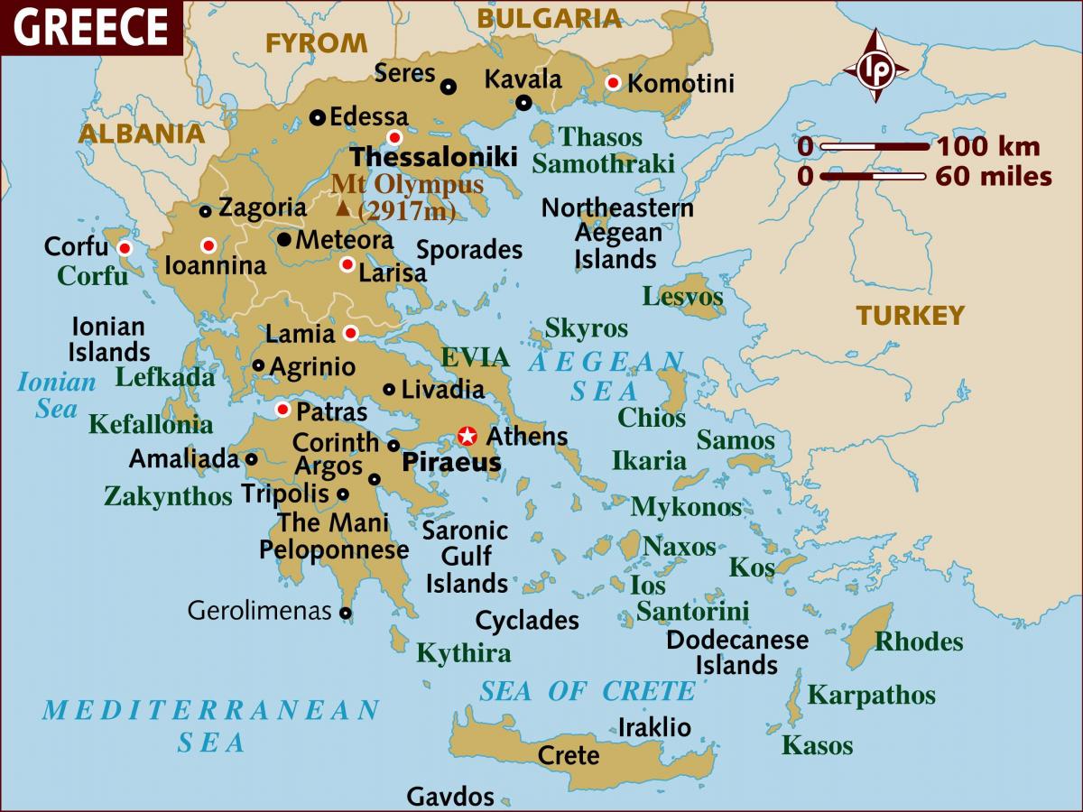 La Grèce sur une carte