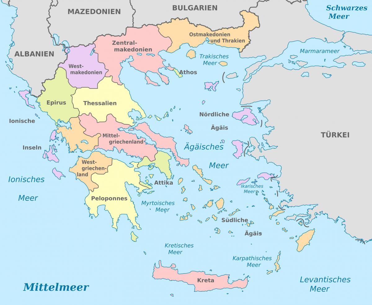 Carte des zones de la Grèce