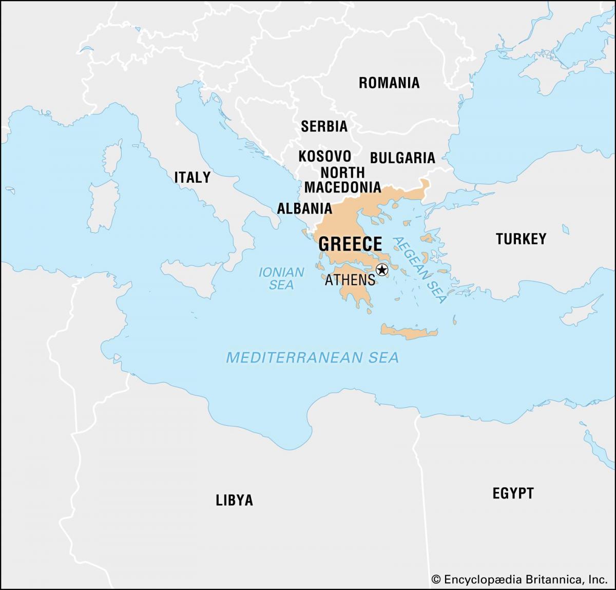 Carte de la Grèce et des pays limitrophes